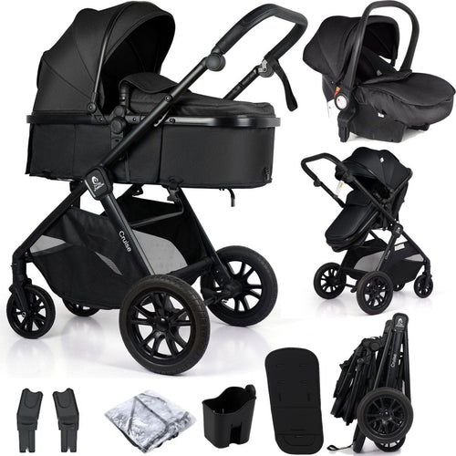 For Your Little One Cruise 3 In 1 Travel System With Car Seat - Eclipse Black (Free Cupholder / Seat Liner Included!)