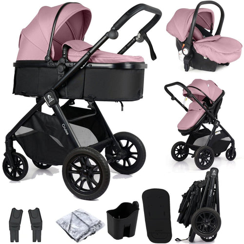 For Your Little One Cruise 3 In 1 Travel System With Car Seat - Blush Rose (Free Cupholder And Seat Liner Included!)