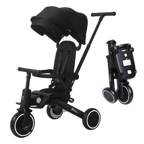 Foryourlittleone Xplor 6 in 1 Foldable Trike - Jet Black (10m-4y)