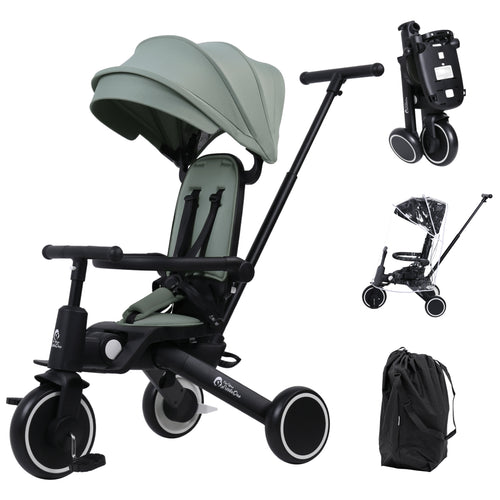 Foryourlittleone Xplor Plus 6 in 1 Foldable Trike - Green (10m-4y)