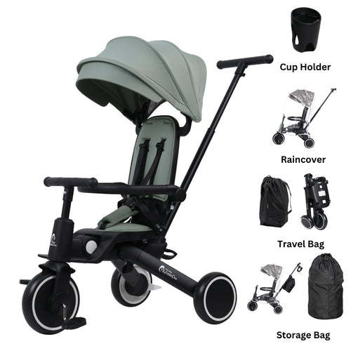 Foryourlittleone Xplor Ultimate 6 in 1 Foldable Trike - Green (10m-4y)