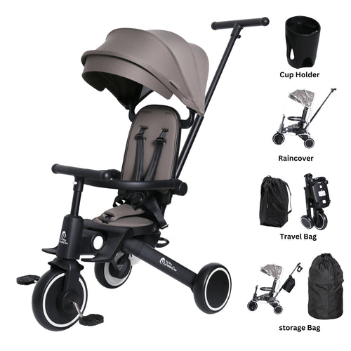 Foryourlittleone Xplor Ultimate 6 in 1 Foldable Trike - Grey Olive (10m-4y)