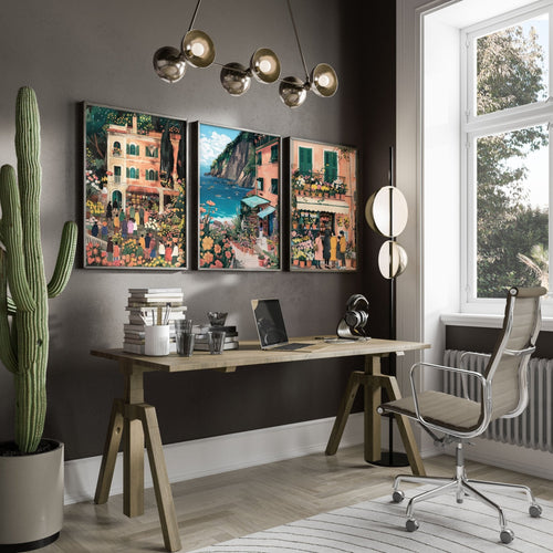 Framed Artwork | Set of 3 Italian Lifestyle Wall art Prints