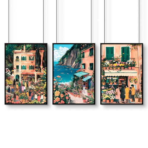 Framed Artwork | Set of 3 Italian Lifestyle Wall art Prints
