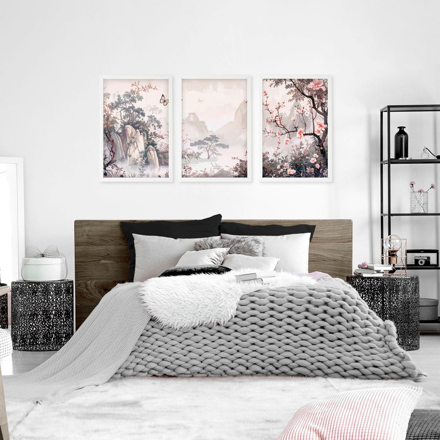 Framed Artworks | Set of 3 Chinoiserie Wall art Prints