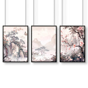 Framed Artworks | Set of 3 Chinoiserie Wall art Prints