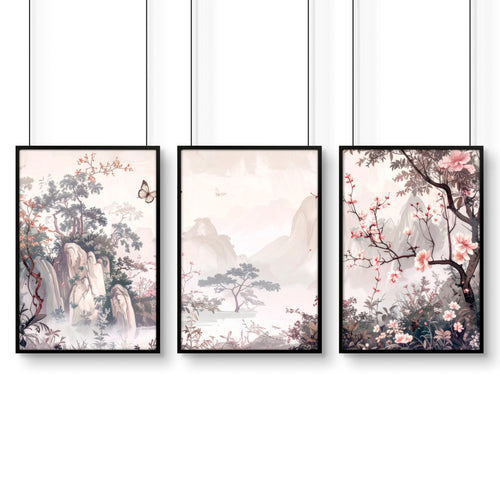 Framed Artworks | Set of 3 Chinoiserie Wall art Prints