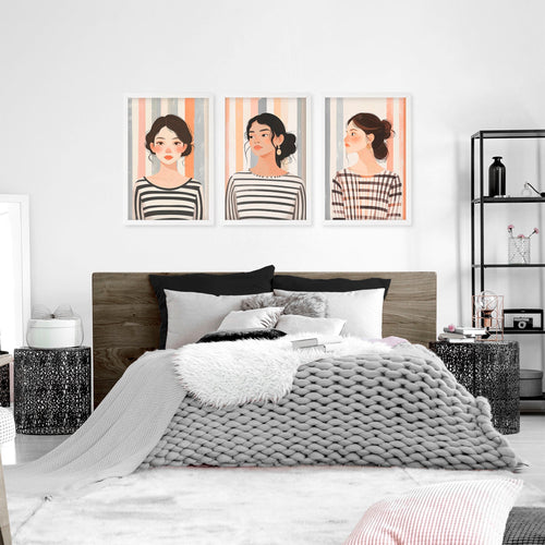 Framed Bedroom Wall Art | Set of 3 Bohemian Wall art Prints