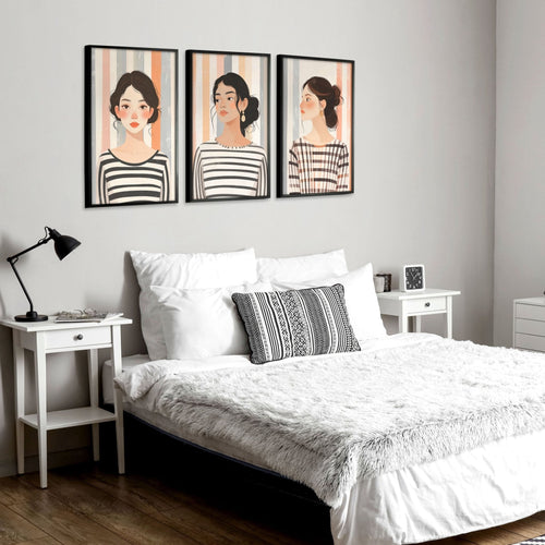 Framed Bedroom Wall Art | Set of 3 Bohemian Wall art Prints