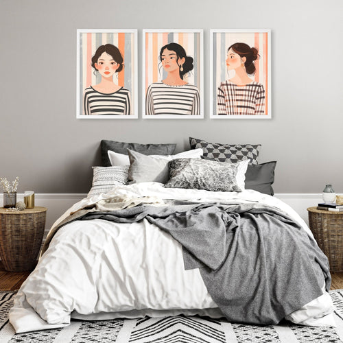 Framed Bedroom Wall Art | Set of 3 Bohemian Wall art Prints