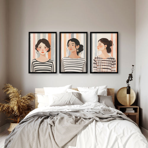 Framed Bedroom Wall Art | Set of 3 Bohemian Wall art Prints