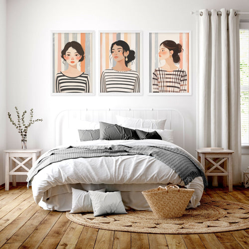 Framed Bedroom Wall Art | Set of 3 Bohemian Wall art Prints