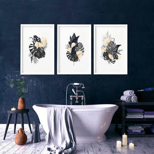 Art for bathroom | set of 3 Tropical wall prints