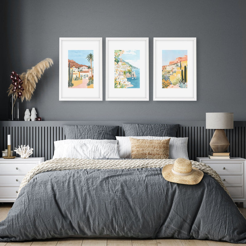 Framed Posters | Set of 3 Beach Decor Wall art Prints
