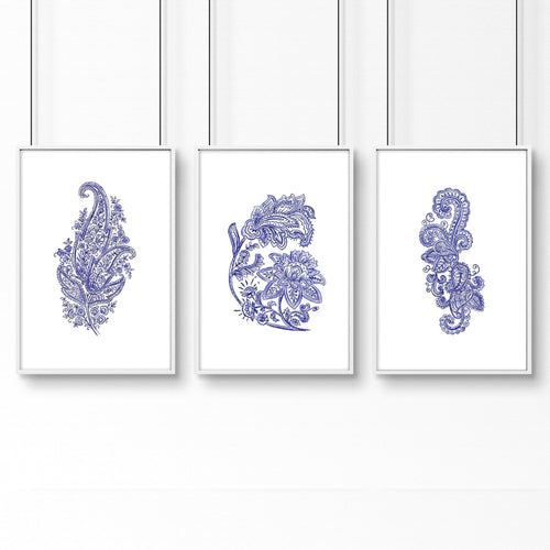 Wall hanging boho | set of 3 Paisley wall art for bedrooms