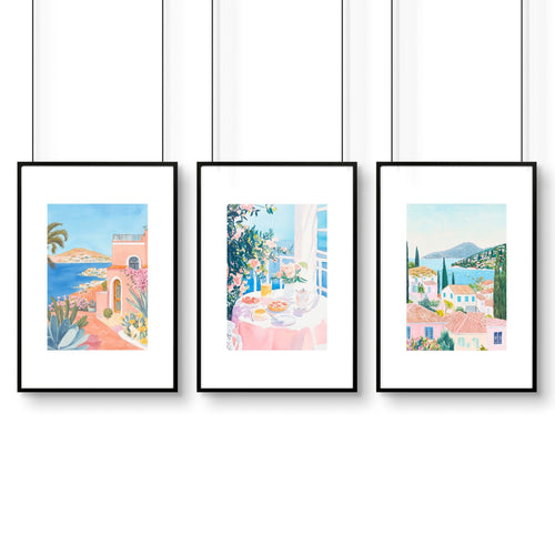 Framed Print Wall | Set of 3 Beach Decor Wall art Prints