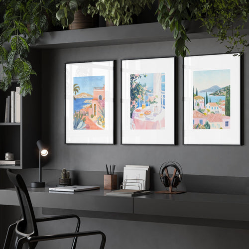 Framed Print Wall | Set of 3 Beach Decor Wall art Prints