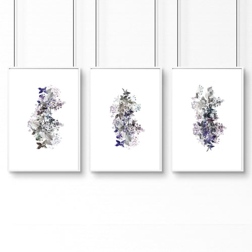 Framed prints bathroom | set of 3 Shabby Chic wall prints