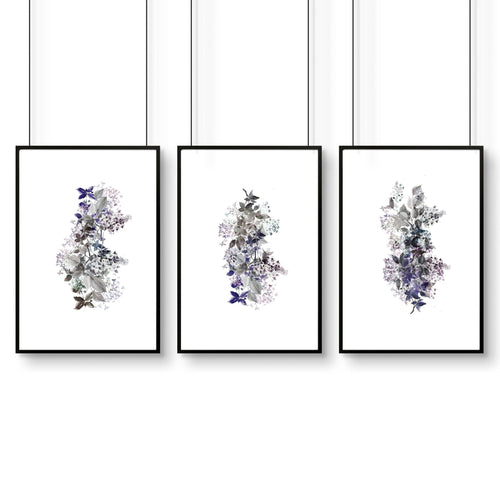 Framed prints bathroom | set of 3 Shabby Chic wall prints