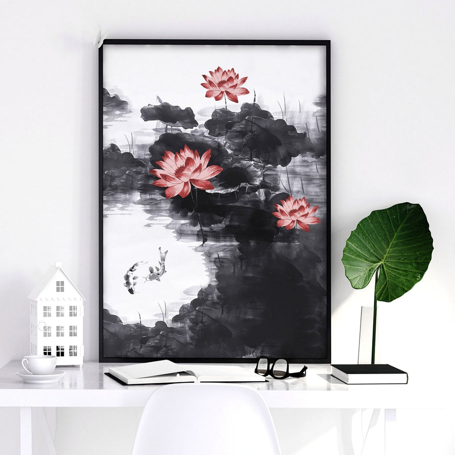 Framed Prints For Wall | Set of 3 Asian Inspired Wall art Prints