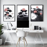 Framed Prints For Wall | Set of 3 Asian Inspired Wall art Prints