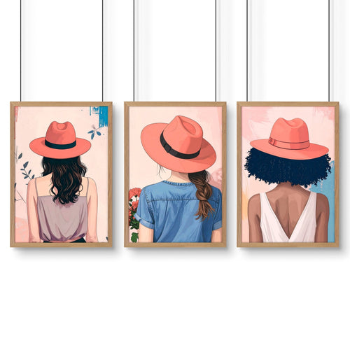 Framed Prints Large | Set of 3 Boho Women Wall art Prints