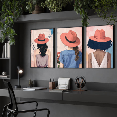Framed Prints Large | Set of 3 Boho Women Wall art Prints