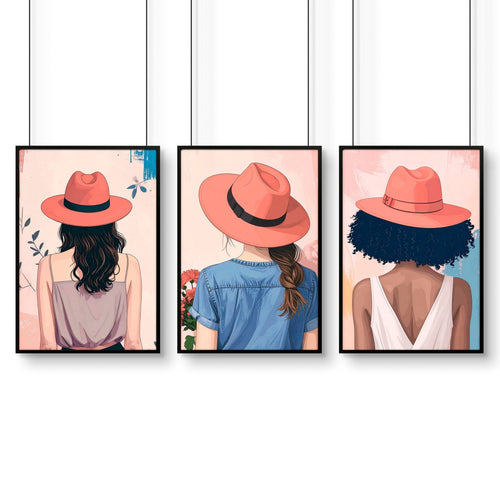 Framed Prints Large | Set of 3 Boho Women Wall art Prints