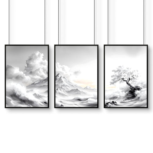 Framed Wall Art Sets of 3 | Set of 3 Asian Inspired Wall art Prints