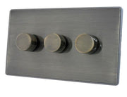 Caradok Screwless Premium Vintage Brass Metal 3 Gang Dimmer Switch