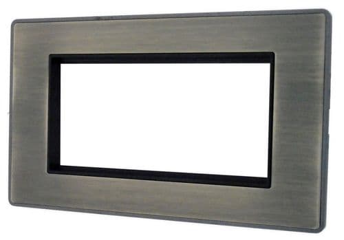 Caradok Screwless Premium Vintage Brass Metal 2 Gang Module Plate
