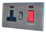 Caradok Screwless Premium Vintage Brass Metal  45 Amp DP Cooker Switch & 13A Switched Socket