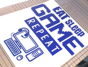 Gamer Wall Sticker – Eat Sleep Game Repeat - Boys Bedroom Gaming Decor