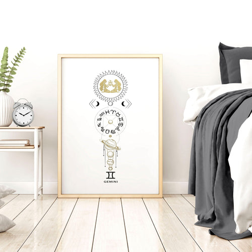 Gemini zodiac sign wall art print
