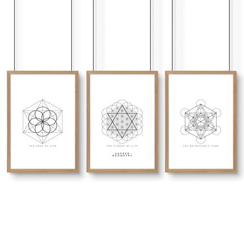 Geometric Wall Art | Set of 3 Sacred Geometry Wall art Prints