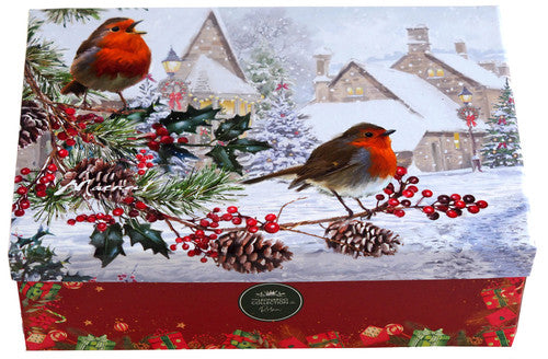 Christmas Robin Baubles in a Keepsake Box  Set of 6