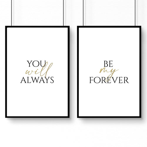 First anniversary gift for couple | set of 2 wall art prints for Bedroom