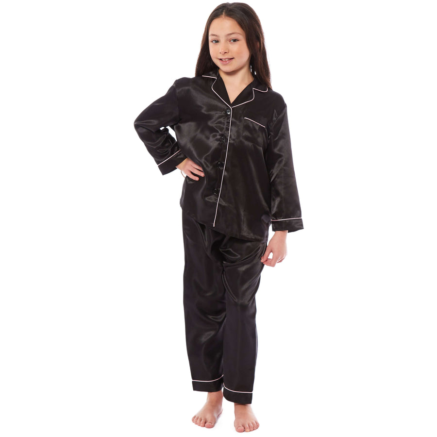 Daisy Dreamer Girls Satin Silk Pyjama Set Long Sleeve Button Down Sleepwear Luxurious