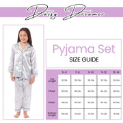 Daisy Dreamer Girls Satin Silk Pyjama Set Long Sleeve Button Down Sleepwear Luxurious