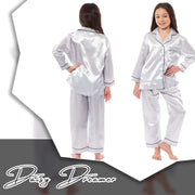 Daisy Dreamer Girls Satin Silk Pyjama Set Long Sleeve Button Down Sleepwear Luxurious