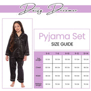 Daisy Dreamer Girls Satin Silk Pyjama Set Long Sleeve Button Down Sleepwear Luxurious
