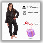 Daisy Dreamer Girls Satin Silk Pyjama Set Long Sleeve Button Down Sleepwear Luxurious