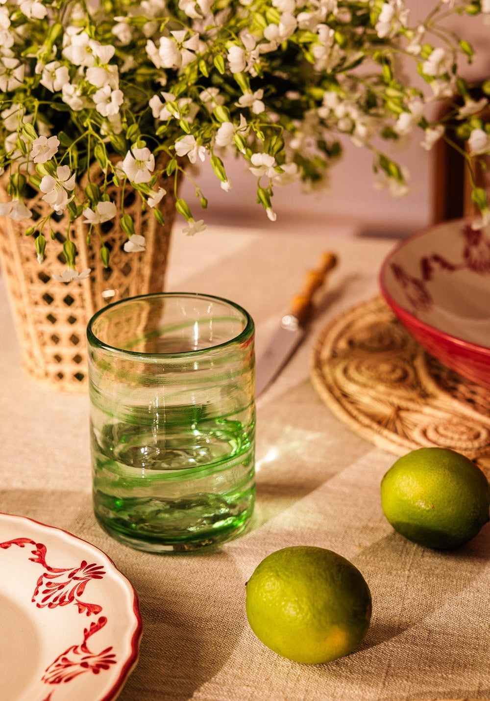Olivia Swirl Tumbler, Green - Set of 4