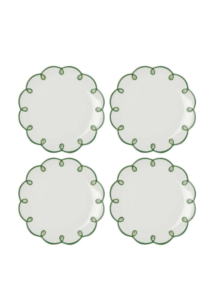Glorious Green Scalloped Side Plates - Set of 4