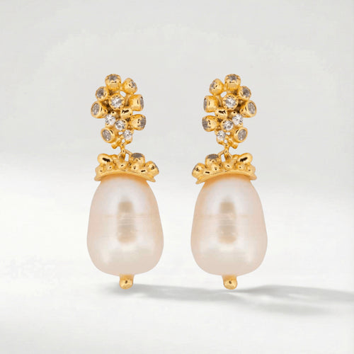 Gold Baroque Pearl Earrings - Lyra
