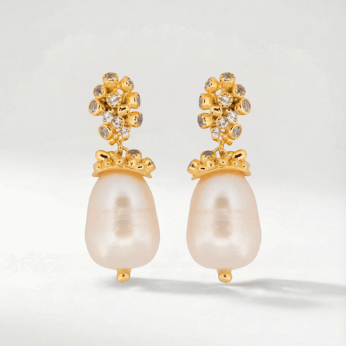 Gold Baroque Pearl Earrings - Lyra