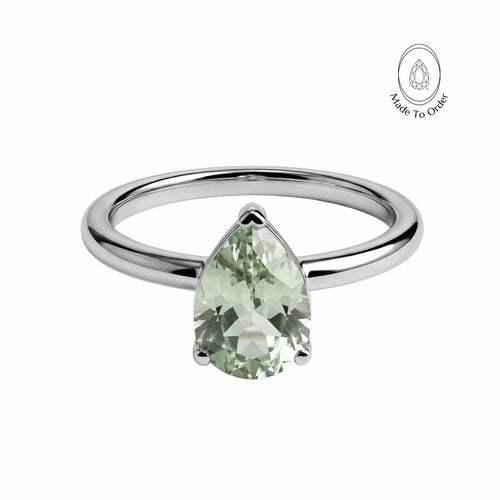 Gold or Silver Pear Amethyst Ring- Zinnia