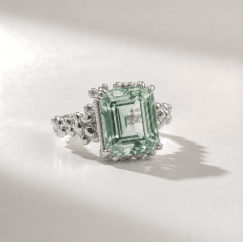 Gold or Silver Statement Green Quartz Ring - Giselle