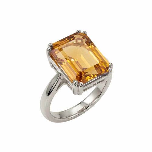 Gold or Silver Vintage Citrine Gemstone Ring - Isla