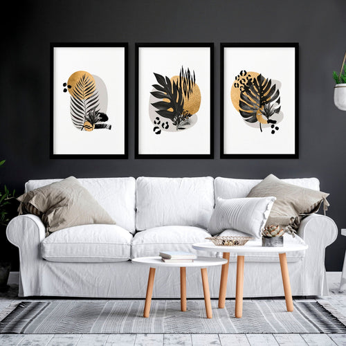 Unique Wall Art for Living Room – Set of 3 Framed Prints